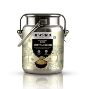 Anveshan A2 Desi Buffalo Ghee - 2.5L Dolchi | | Bilona Ghee | Grass Fed Buffaloes | Jaffrabadi Buffalo | Gujarat Region | Pure & Natural | Nutritional Powerhouse | Lab-Tested